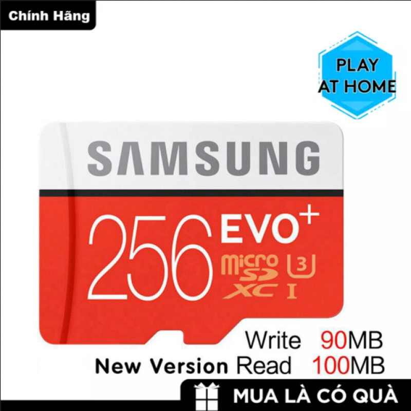 Thẻ nhớ MicroSDXC Samsung Plus 256GB U3 4K - Box Hoa New 2020 (Đỏ) - Tốc độ đọc 100Mb/s - Tốc độ ghi 90Mb/s