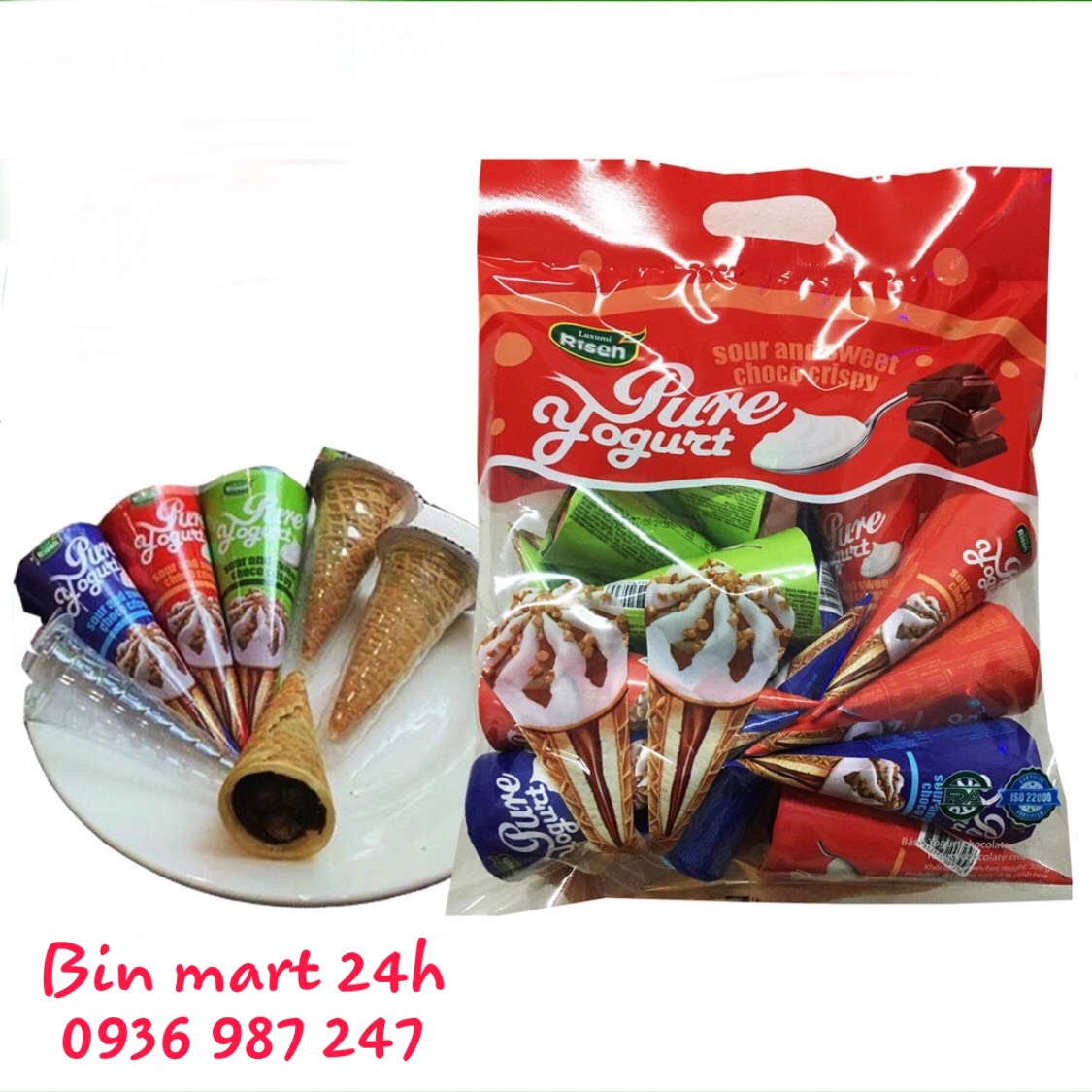 Bánh Ốc Quế Nhân Socola Hiệu Risen Bịch 14 Cái