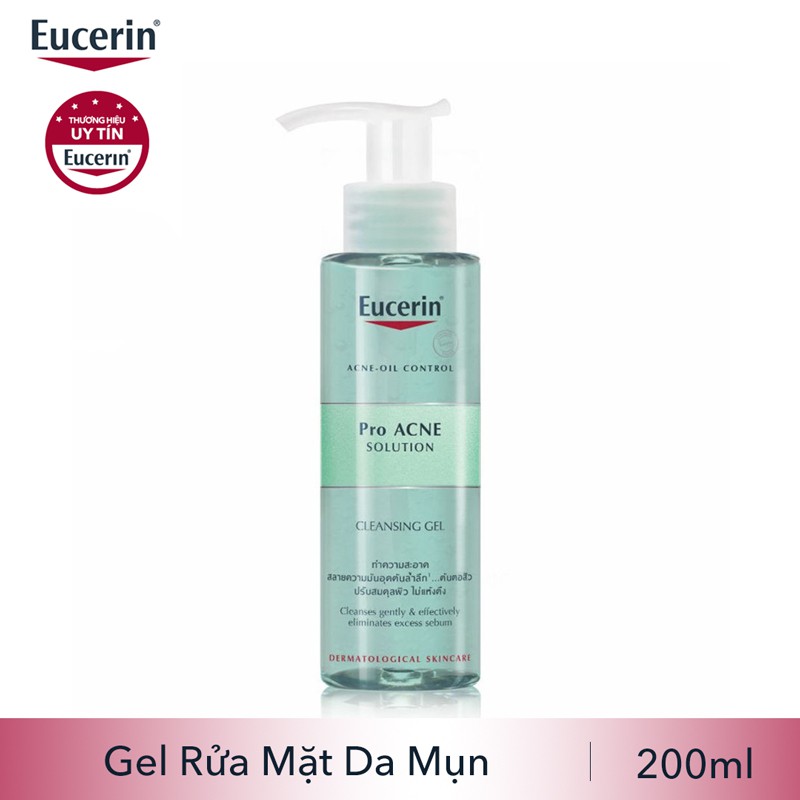 [Hoàn tiền 20%] [HCM]Eucerin Gel rửa mặt dành cho da nhờn mụn ProAcne Cleansing Gel 200ml