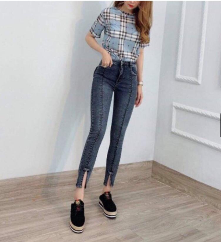 quần jean nữ xẻ giữa lưng cao xịn 1262