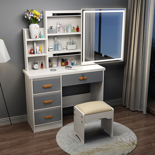 Chair table makeup with mirror, LED lights-modern vanity table, table sets makeup enclosed led high-grade