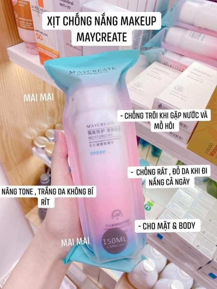 Xịt chống nắng,xịt chống nắng body, Maycreate [Chính Hãng]