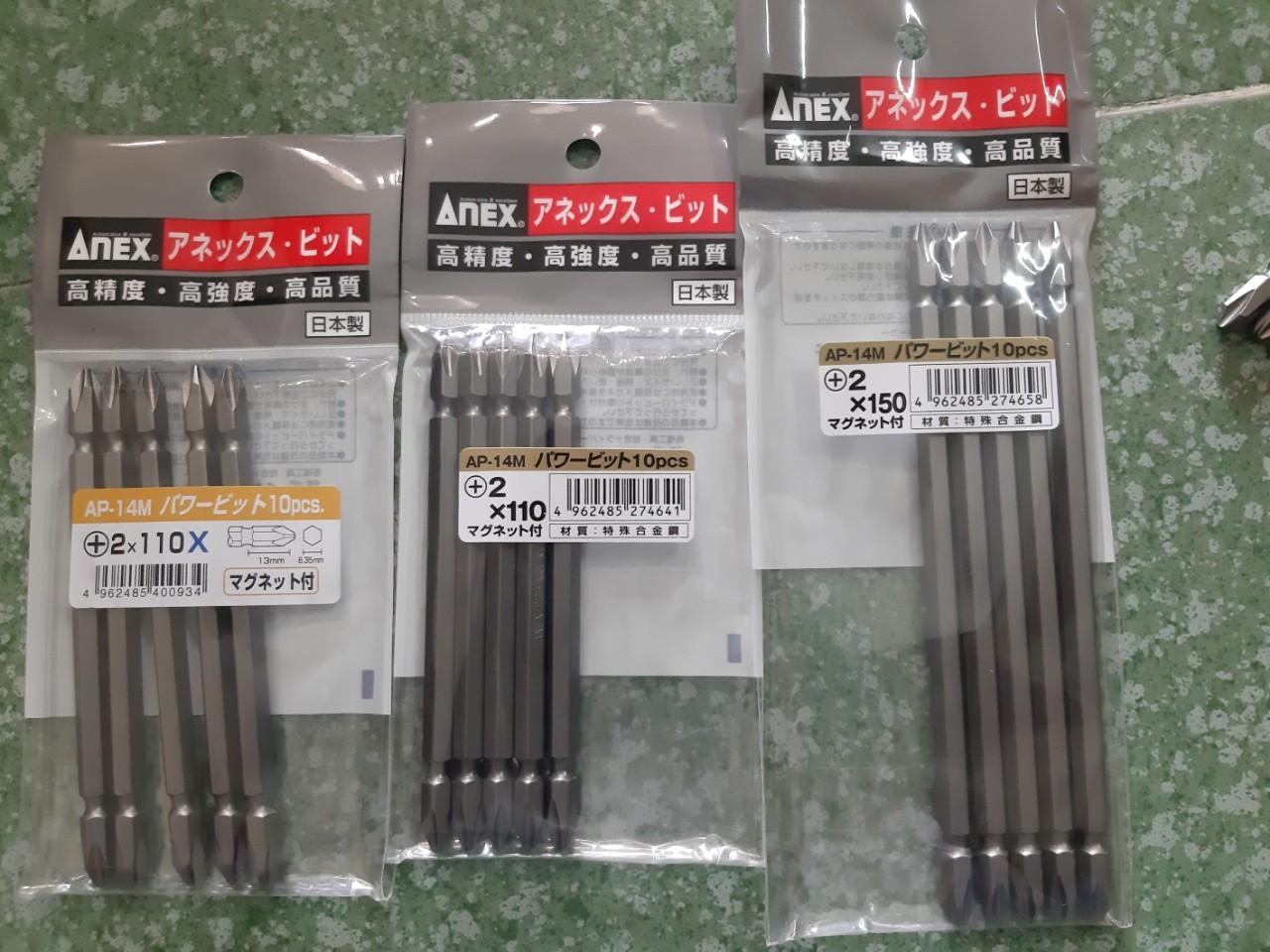 Mũi vặn vít 2 đầu có từ tính Anex Nhật Bản chiều dài 110mm AP-14M+2x110