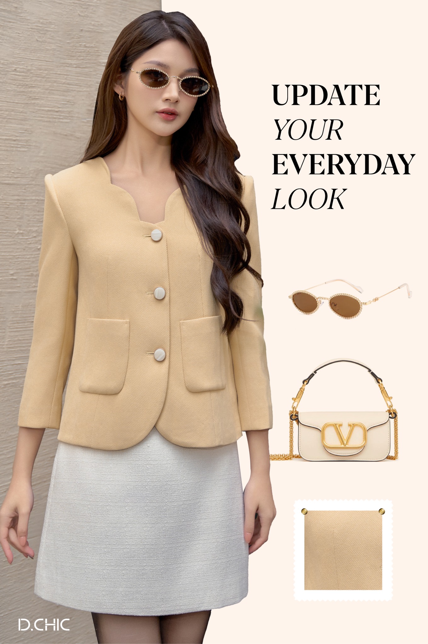 D.CHIC Áo khoác cổ lượn 2 túi ốp MS: 161665