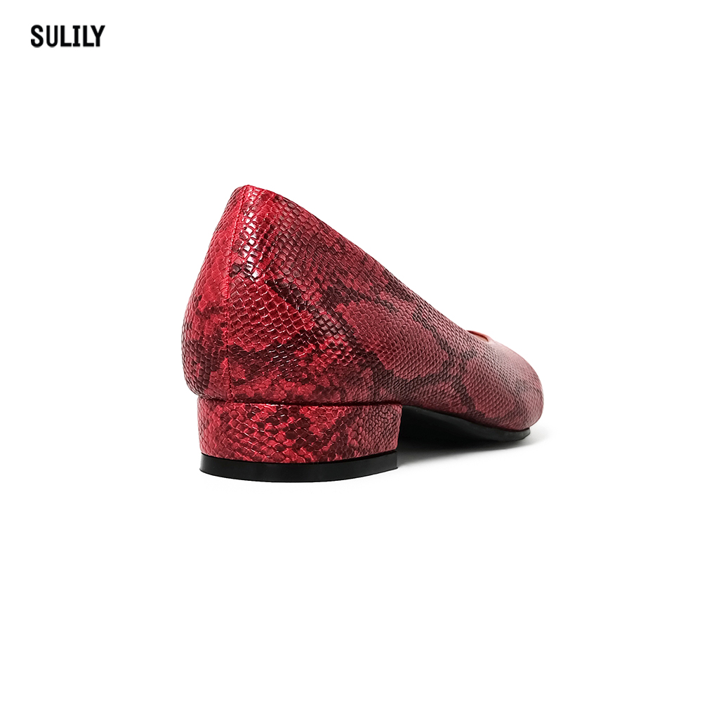 Giày Bít Công Sở Gót Vuông 2cm Sulily màu đỏ