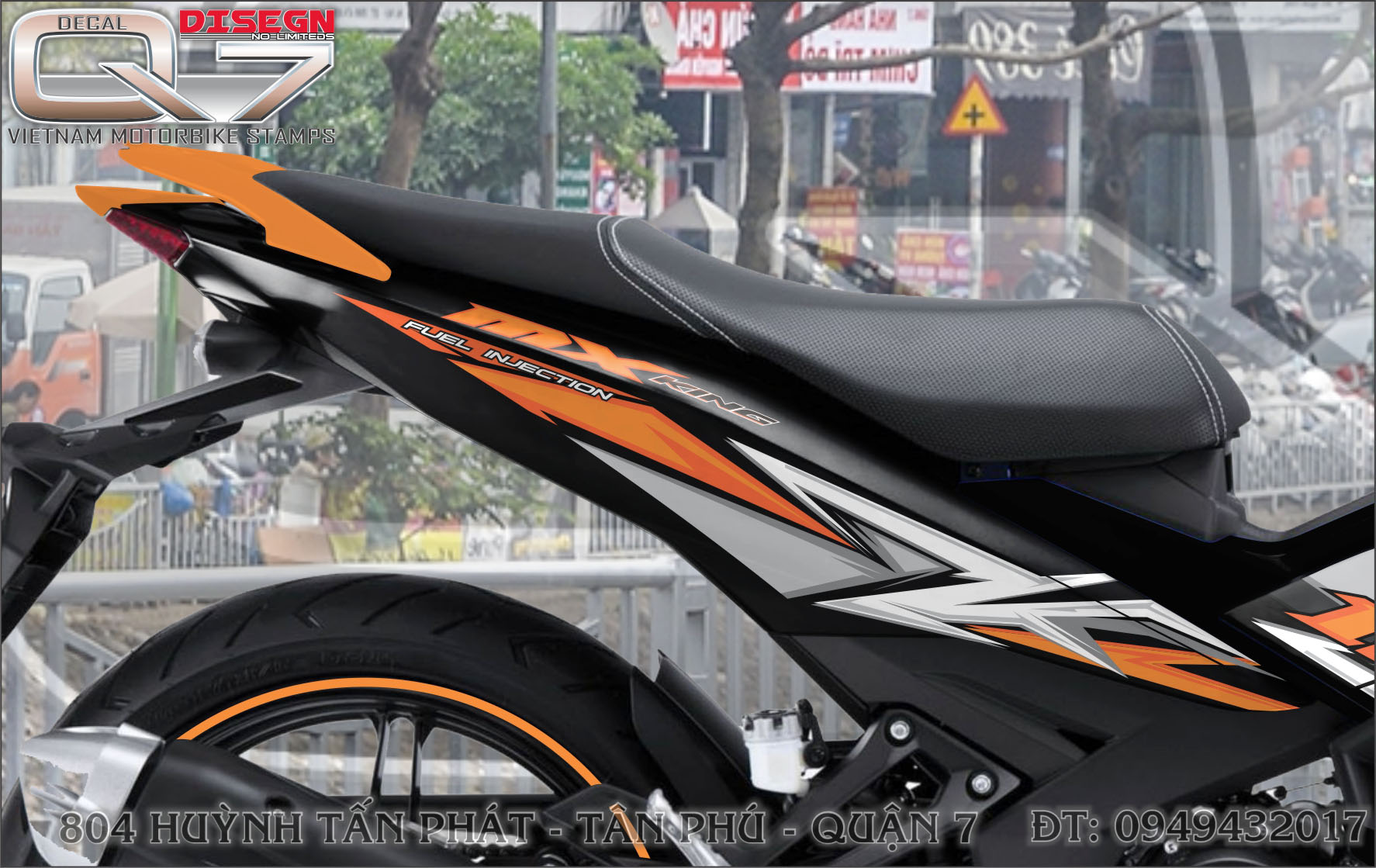 Tem rời exciter 150 - dán xe cam đen
