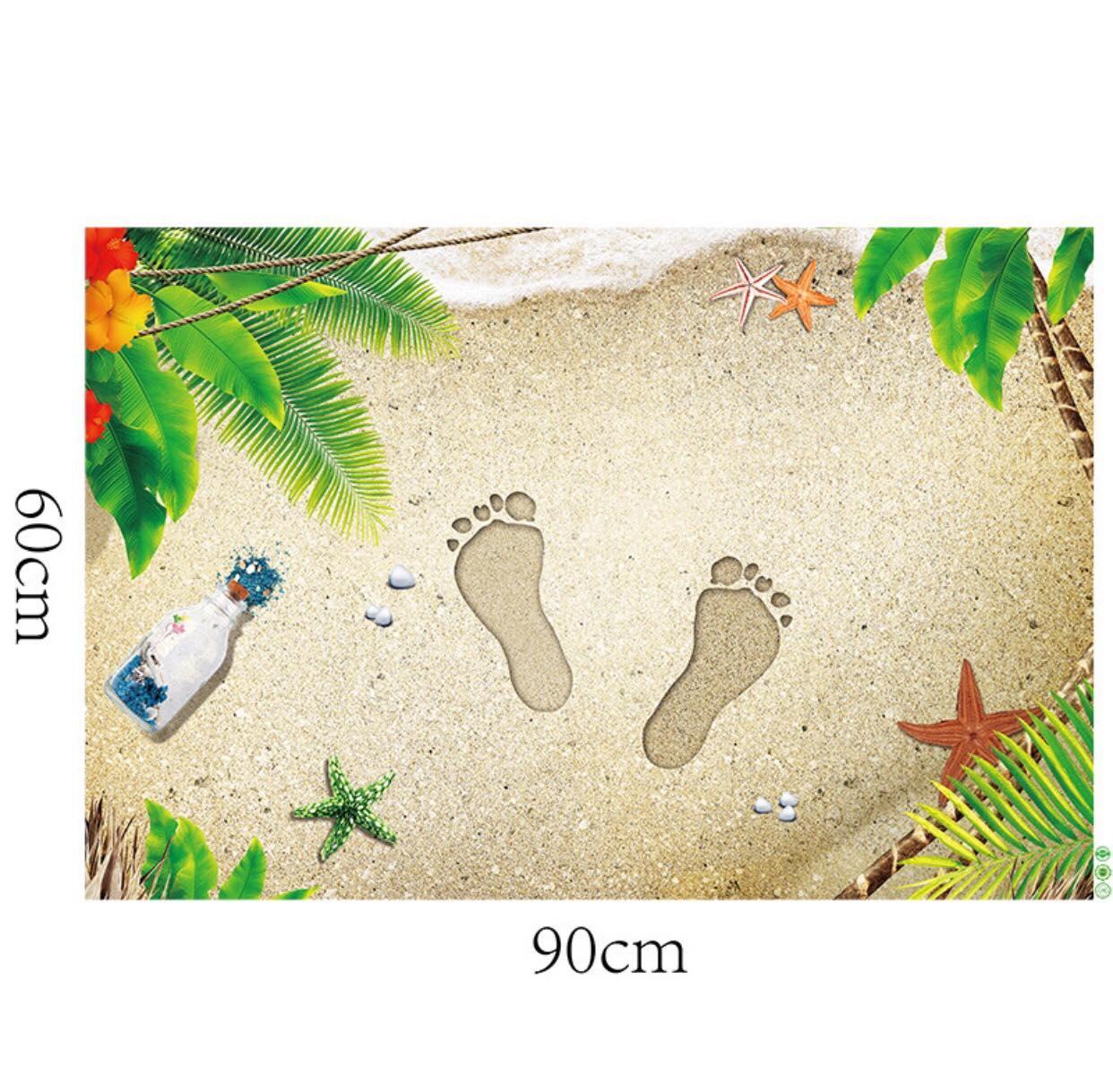decal dán sàn nhà mẫu thảm bà chân 3D phong cách