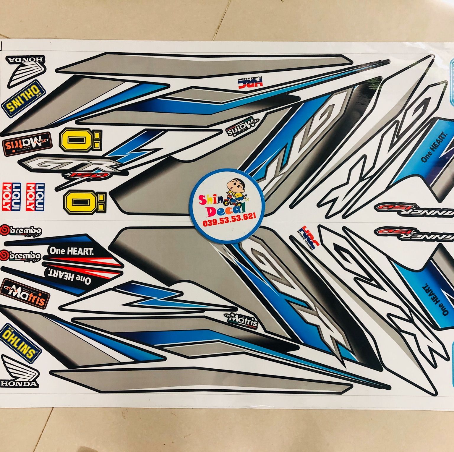 Tem rời winner GTR xám xanh đen