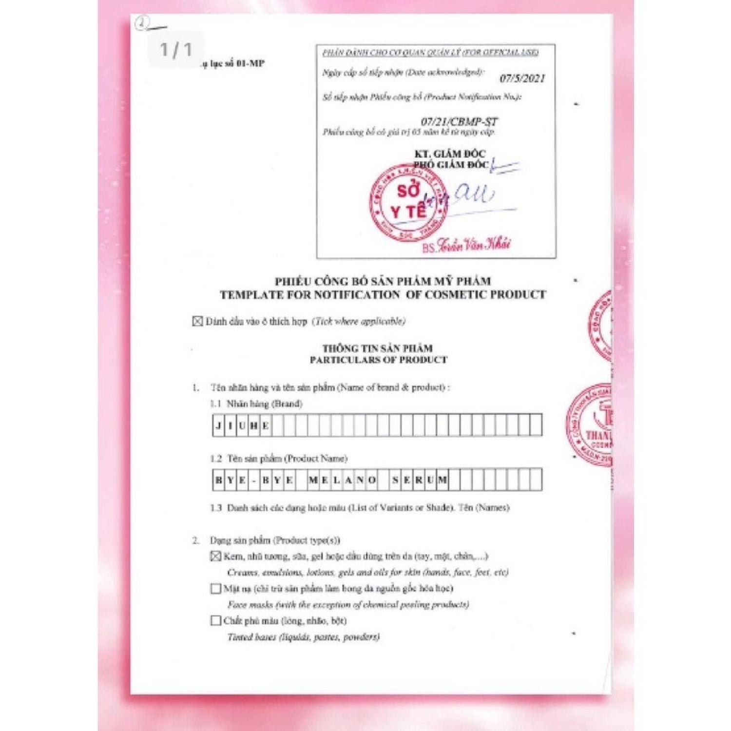 Serum Giảm Thâm Jiuhe Bye Bye Melano 10ml Thanh Tô Cosmetics Chính Hãng