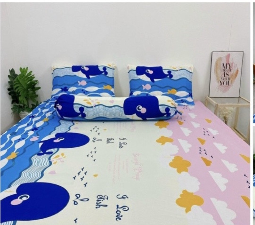 [HCM] drap thun hàn quốc ,Bộ Drap gối Thun Hàn Quốc mát lạnh { 4 món } đủ size