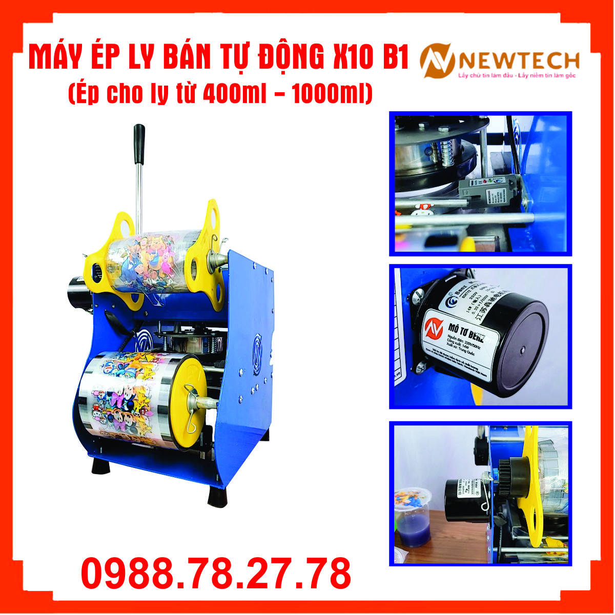Máy ép ly bán tự động X10B1- Ép ly 400-1000ml