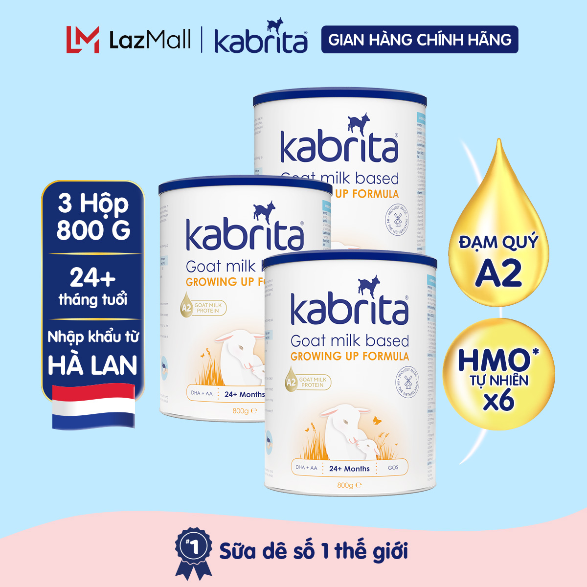 Combo 3 lon sữa dê Kabrita số 3 cho trẻ trên 24 tháng