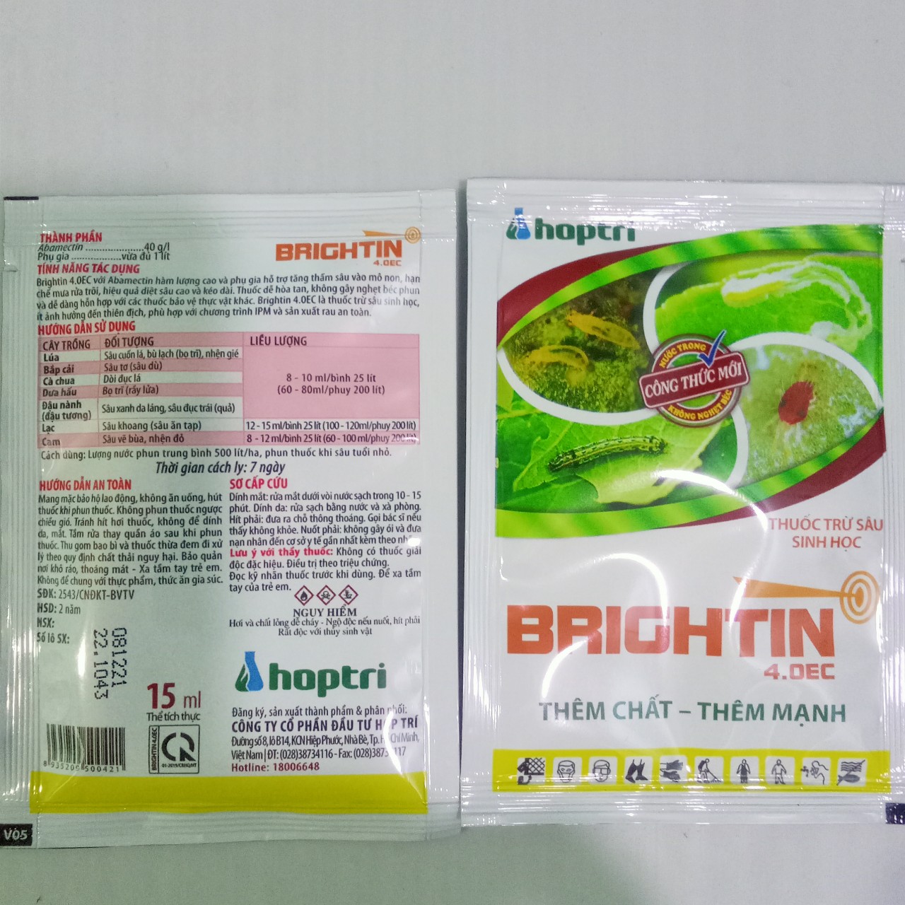Brightin 4.0EC Gói 15ml, Thích hợp sản xuất rau an toàn