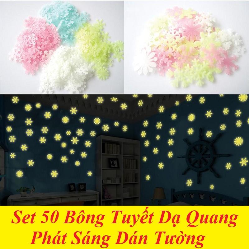 [HCM]Gói 50 Bông Tuyết Dạ Quang Phát Sáng Dán Tường Trang Trí Nhà Cửa. Bông tuyết dạ quang giá rẻ.
