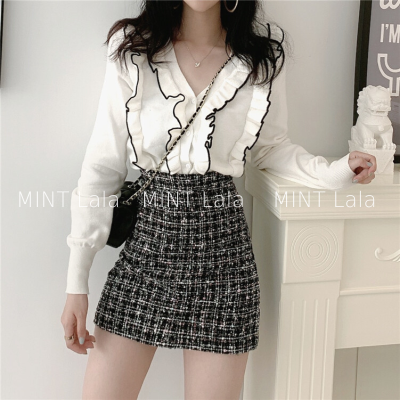 Chân Váy Dạ Tweed Chữ A - MINT Lala