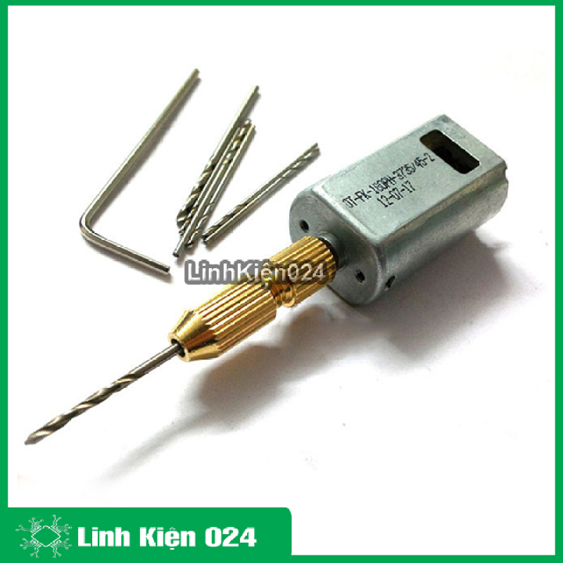 Combo máy khoan mini 180 5V Siêu Khỏe V1 ( gồm 01 động cơ 180, 01 đầu kẹp 2015, mũi khoan 0.8-1.0-1.2-1.5mm mỗi loại 2 chiếc )