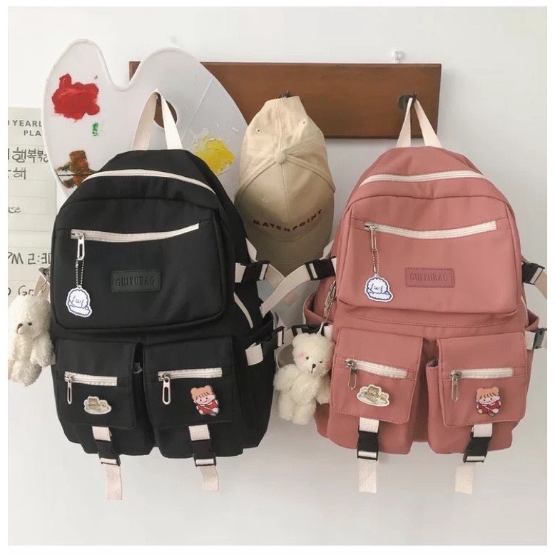 Ba lô trong MIKA chất vải canvas chống thấm tặng kèm  ghim cài
