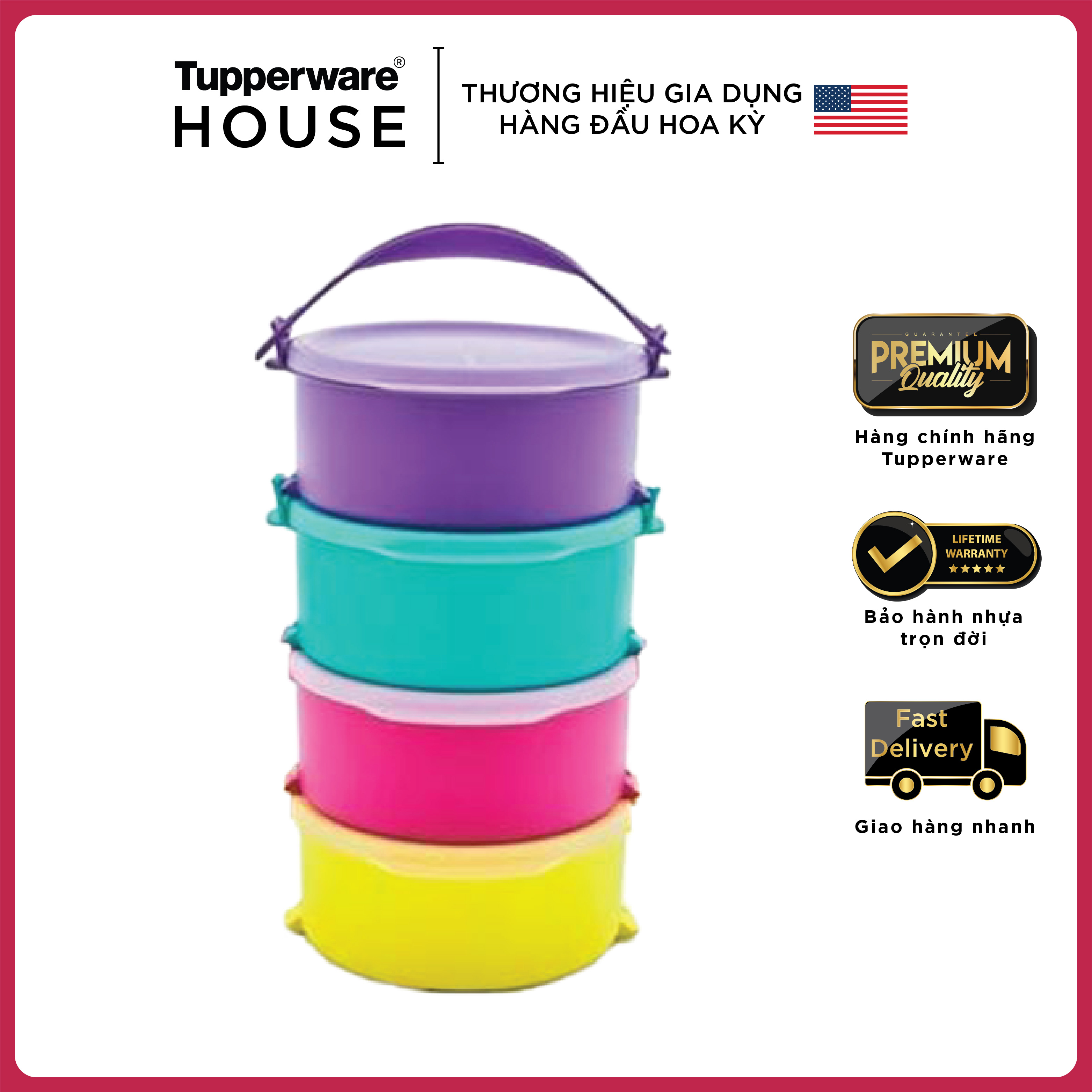 Bộ hộp cơm Tupperware Small Round Click To Go (Set 4)