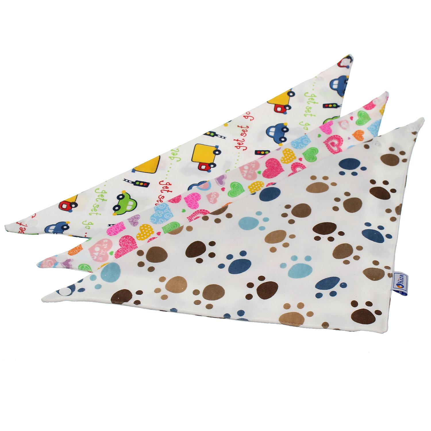 Set 10 Khăn Yếm Tam Giác 100% cotton mềm mịn | Khăn yếm tam giác cúc bấm cotton 2 lớp cho bé