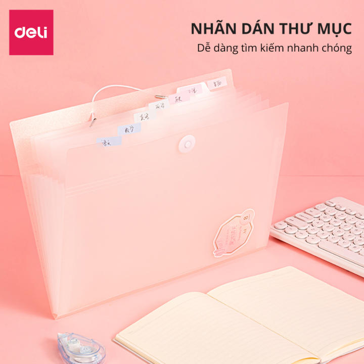 Cặp Túi Đựng Tài Liệu A4 Deli File Đựng Tài Liệu Hồ Sơ 8 Ngăn Túi Hồ Sơ Văn Phòng File Lưu Trữ Đa Năng Trong Suốt Cute PM309 - Hình ảnh 10