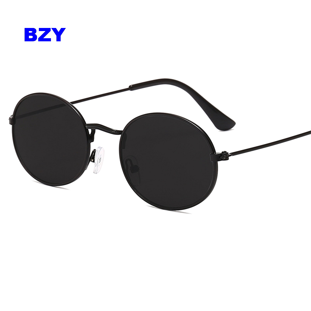 BZY Classic Vintage Round Polarized Sunglasses Men Sun Glasses Women Metal Frame Black Lens Eyewear Driving