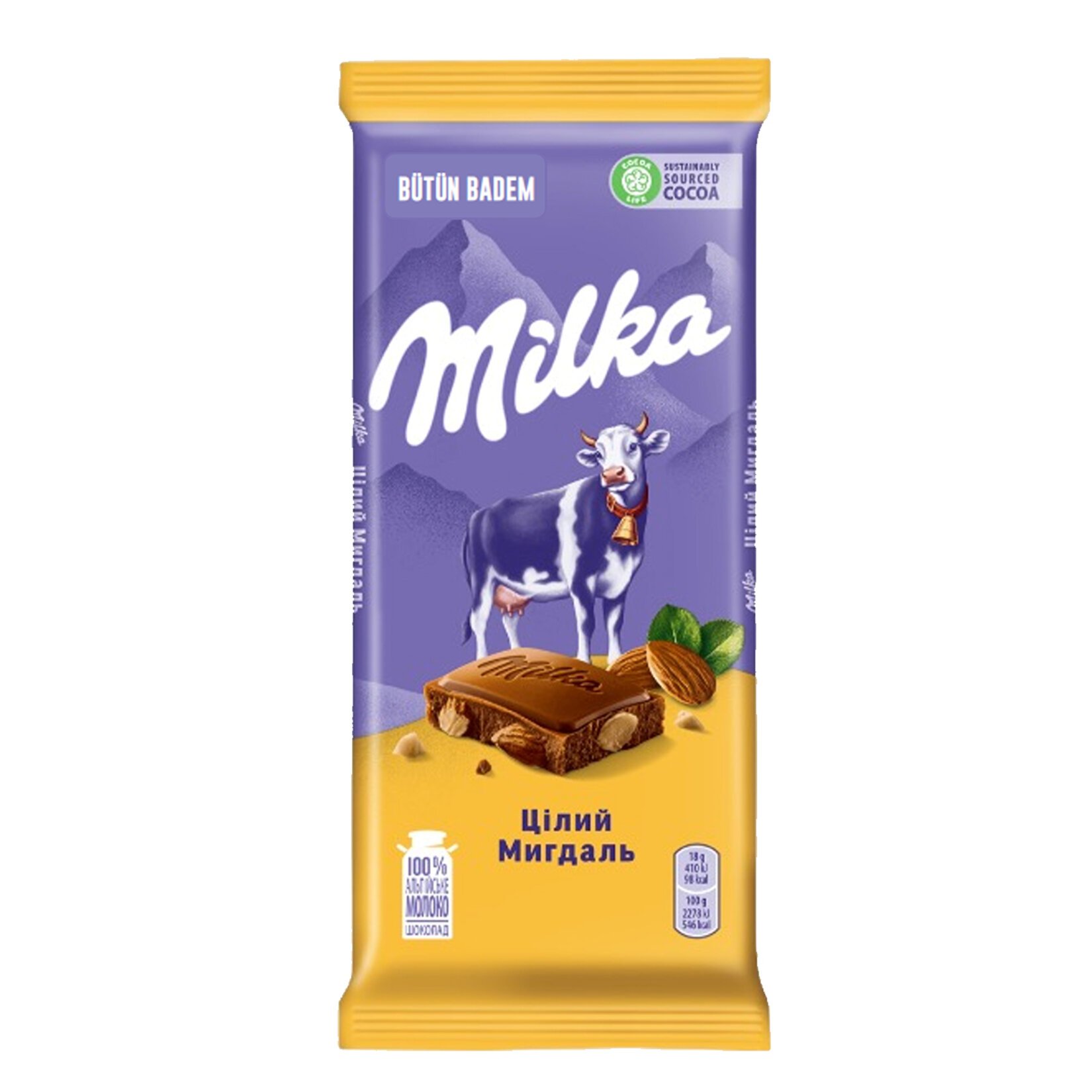 Socola Milka Whole Almond 90g (Bademli Tablet Cikolata)