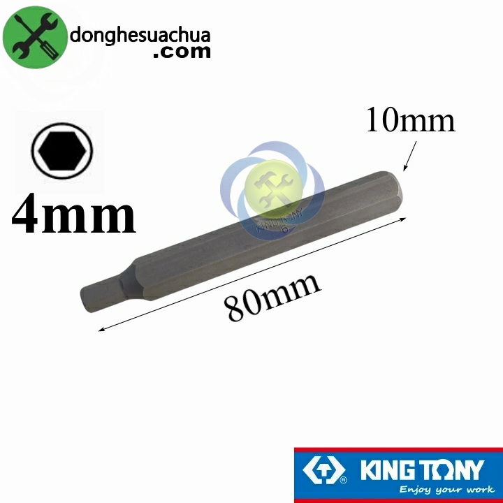 Mũi vít đóng lục giác 4mm kingtony 168004h thân 10mm dài 80mm