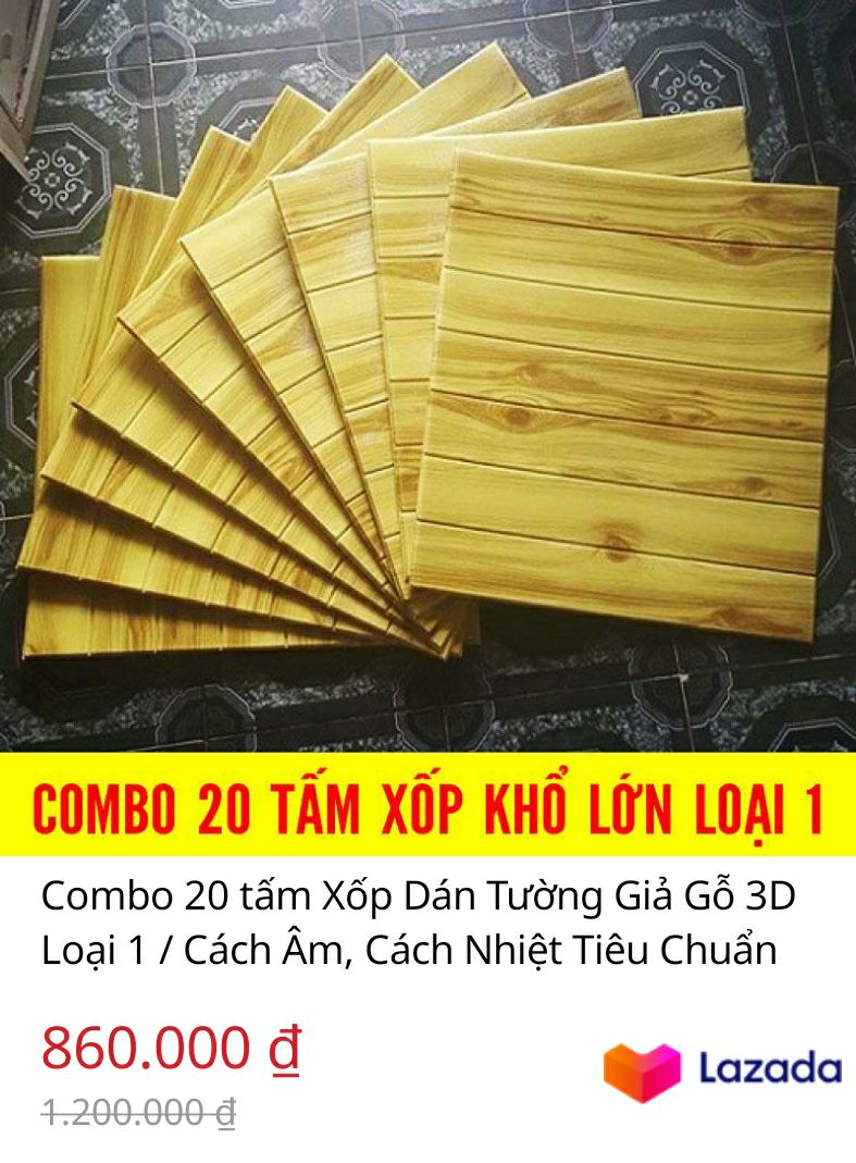 compo 10 tấm xốp dán tường giả gỗ