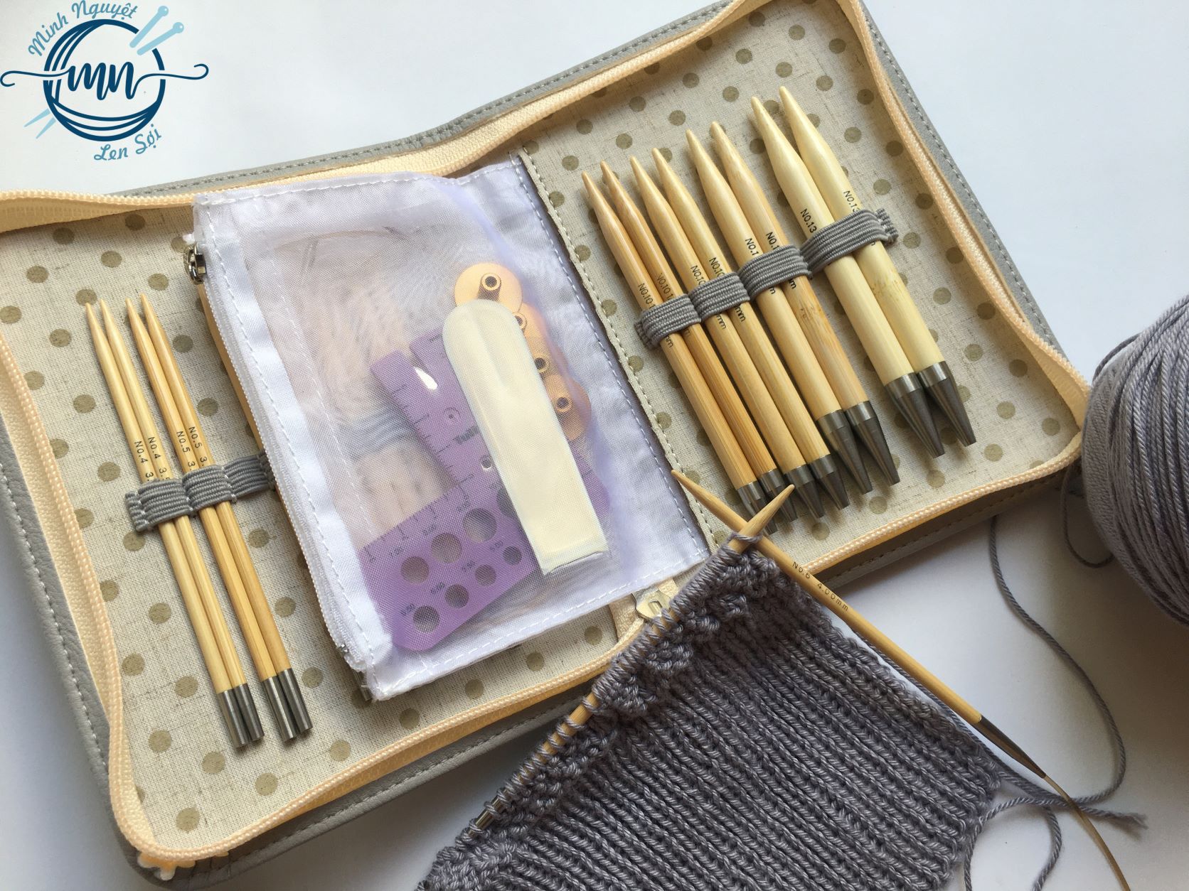 Bộ kim đan Tulip® Carry C Interchangeable Bamboo Long Knitting Needle Set