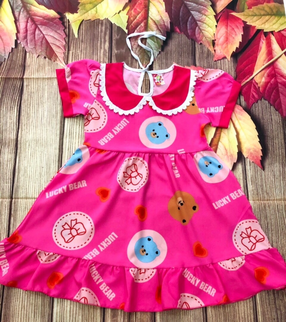 Đầm Lụa Tay Phồng Bé (14-22kg) (giao màu ngẫu nhiên)
