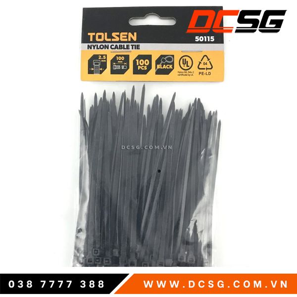Dây rút nhựa đen 2.5x100mm tolsen 50115