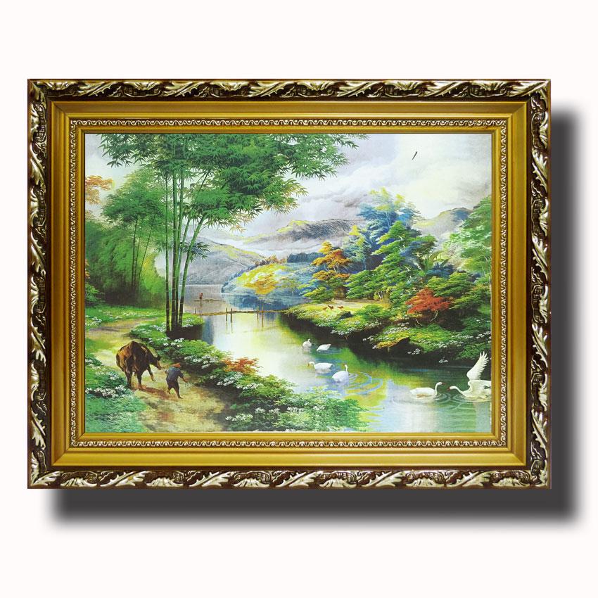 Tranh treo tường - Con Sông Quê Hương 02- Tranh Minh Hiền (KHUNG GỖ - 70 x 100cm)