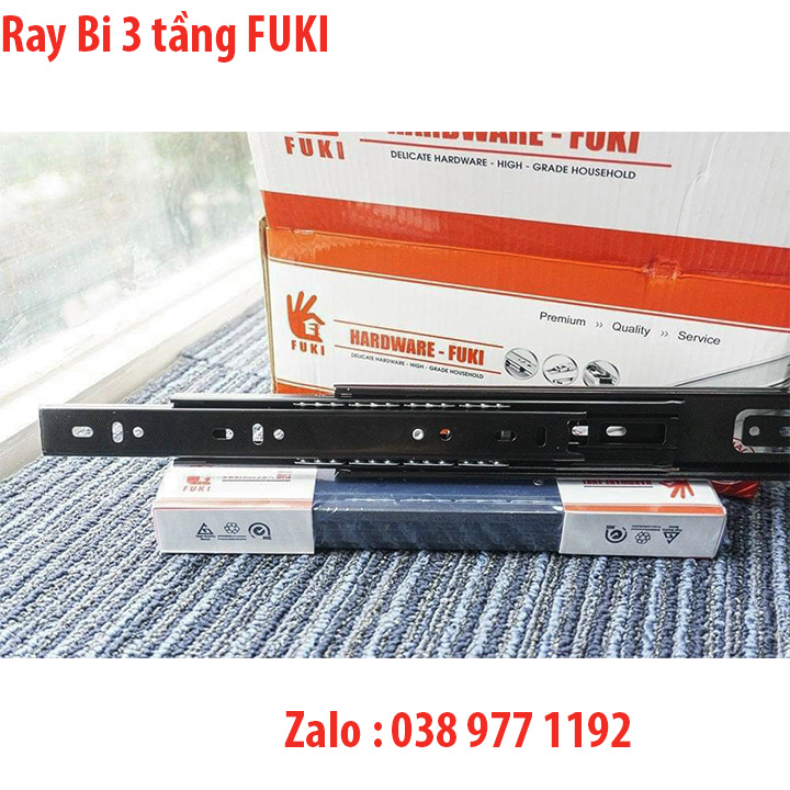 Ray trượt ,Ray bi 3 tầng FUKI bản 4.5cm dài 25cm,30cm,35cm,40cm,45cm,50cm
