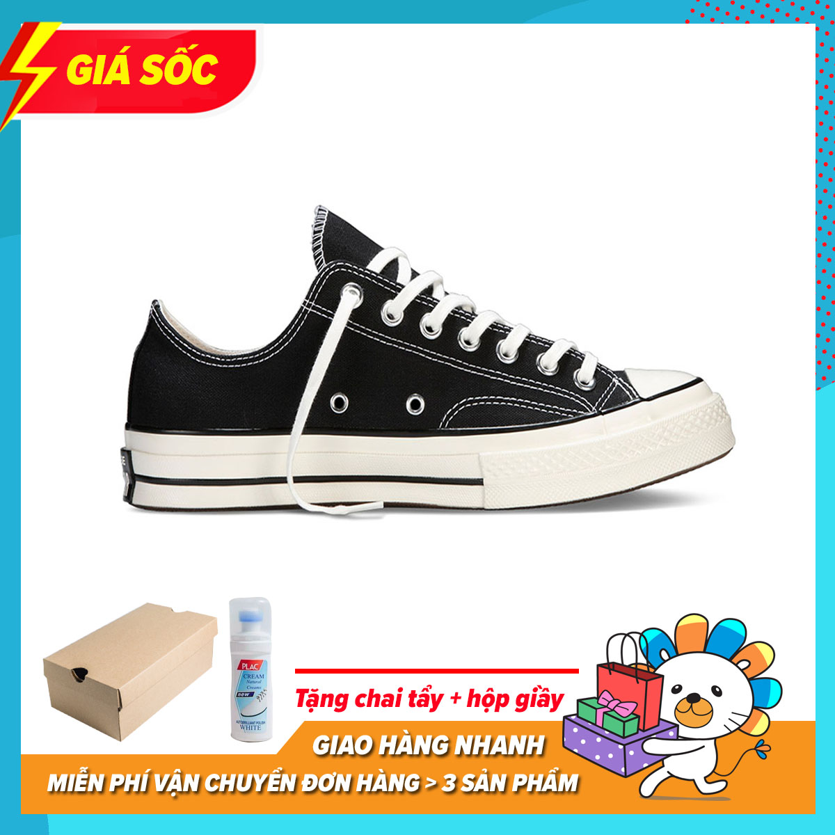 [ HÀNGREP ] Giày Thể Thao Sneaker Converse1970s Đen Thấp Cổ