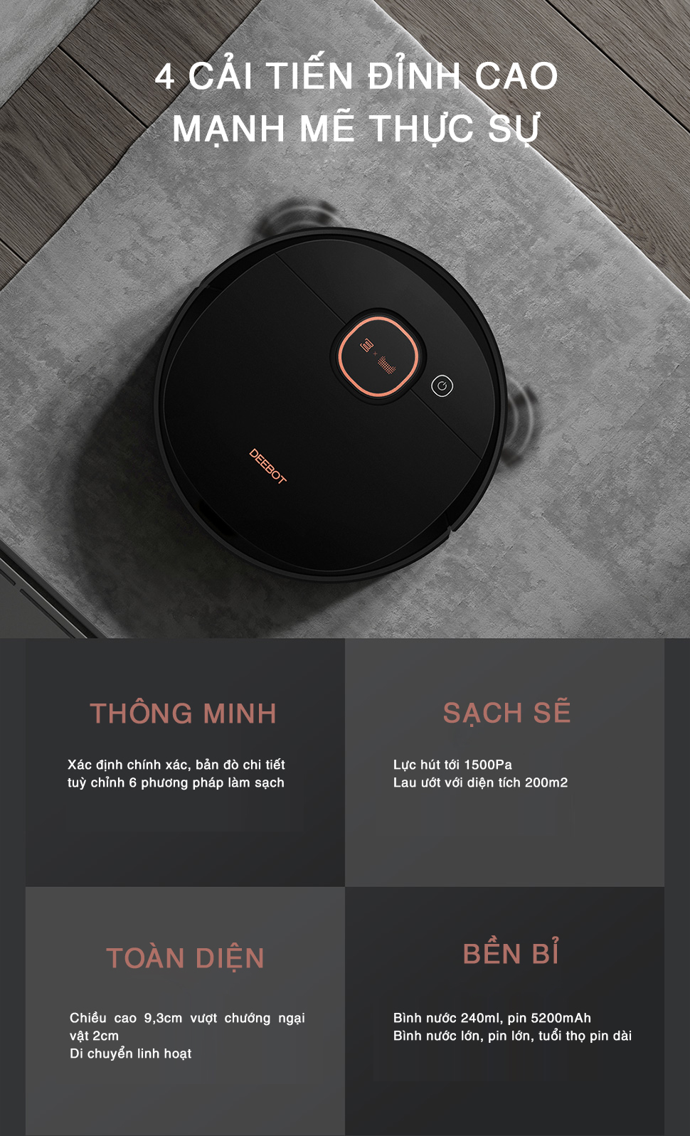Robot hút bụi lau nhà Ecovacs T5 Max
