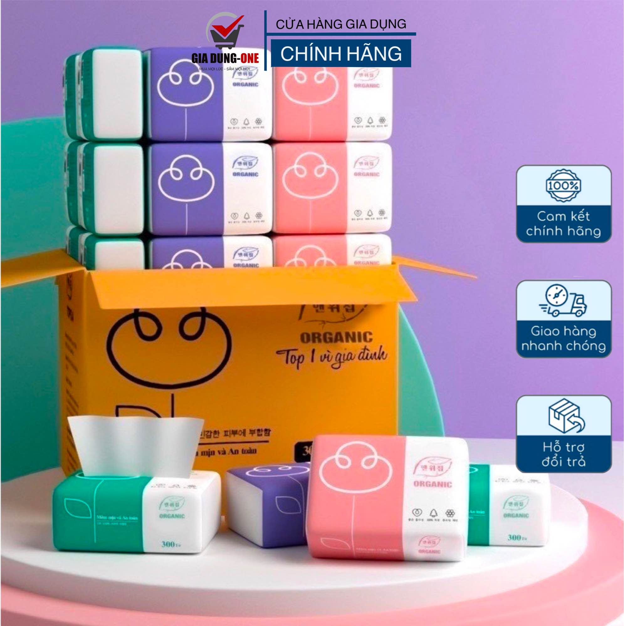 Thùng 30 gói giấy ăn rút organic hàng chuẩn cao cấp , giấy rút đa năng ...