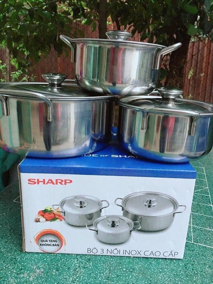 Bộ 3 nồi inox cao cấp Sharp - Bộ 3 nồi inox Sharp