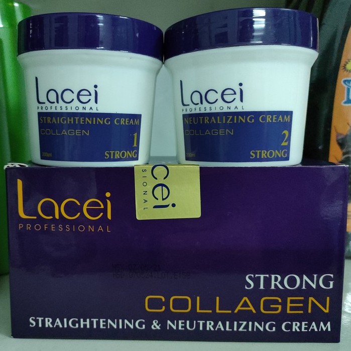 THUỐC DUỖI TÓC LACEI  TÍM COLLAGEN Mini (Hũ 200ml x 2)