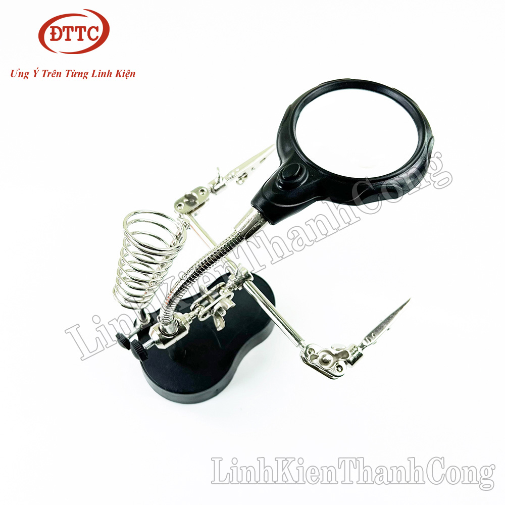 Kính lúp để bàn có tay kẹp có đèn