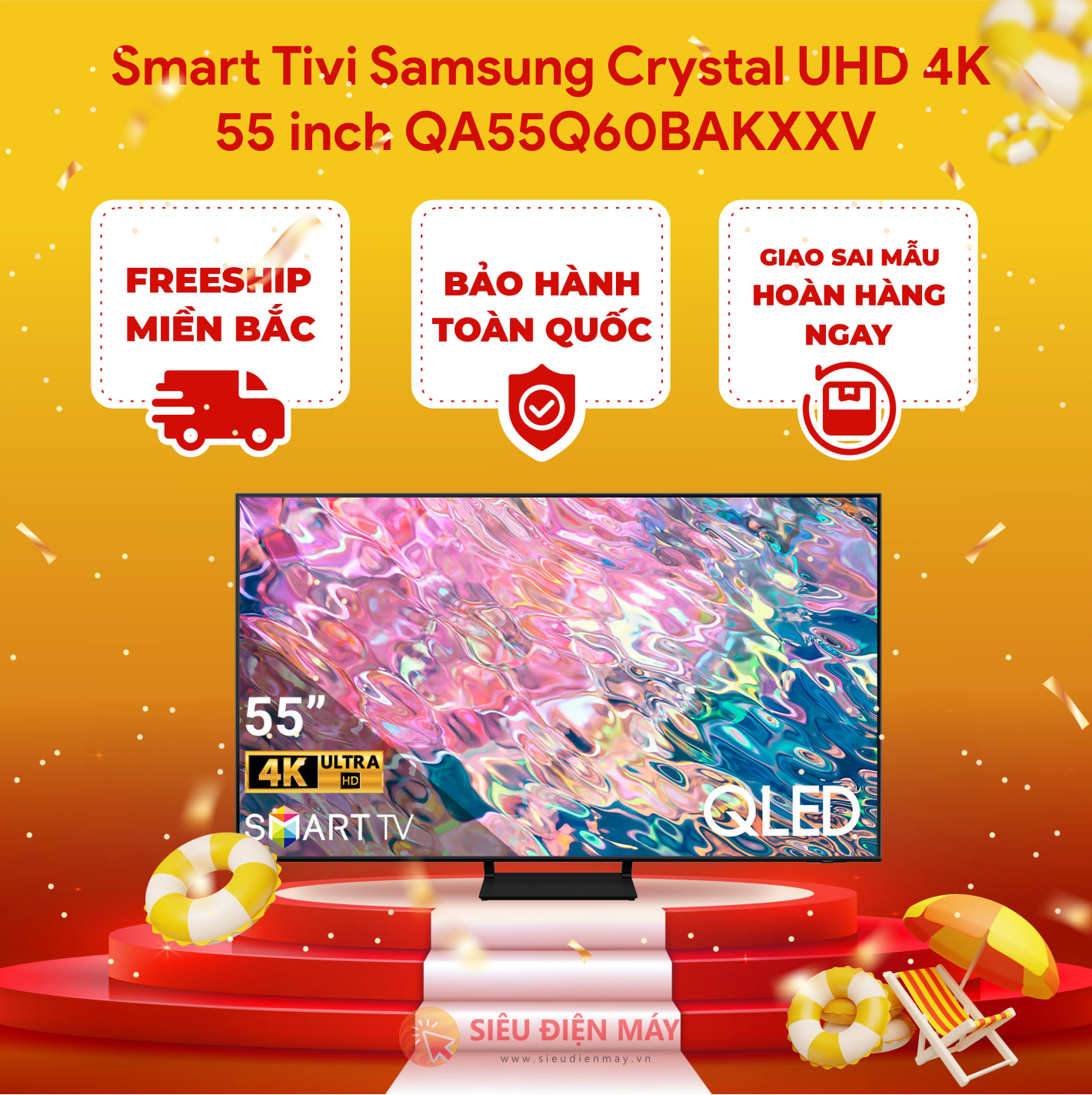 [Miễn phí vận chuyển] Smart Tivi Qled Samsung 4K 55inch55Q60B