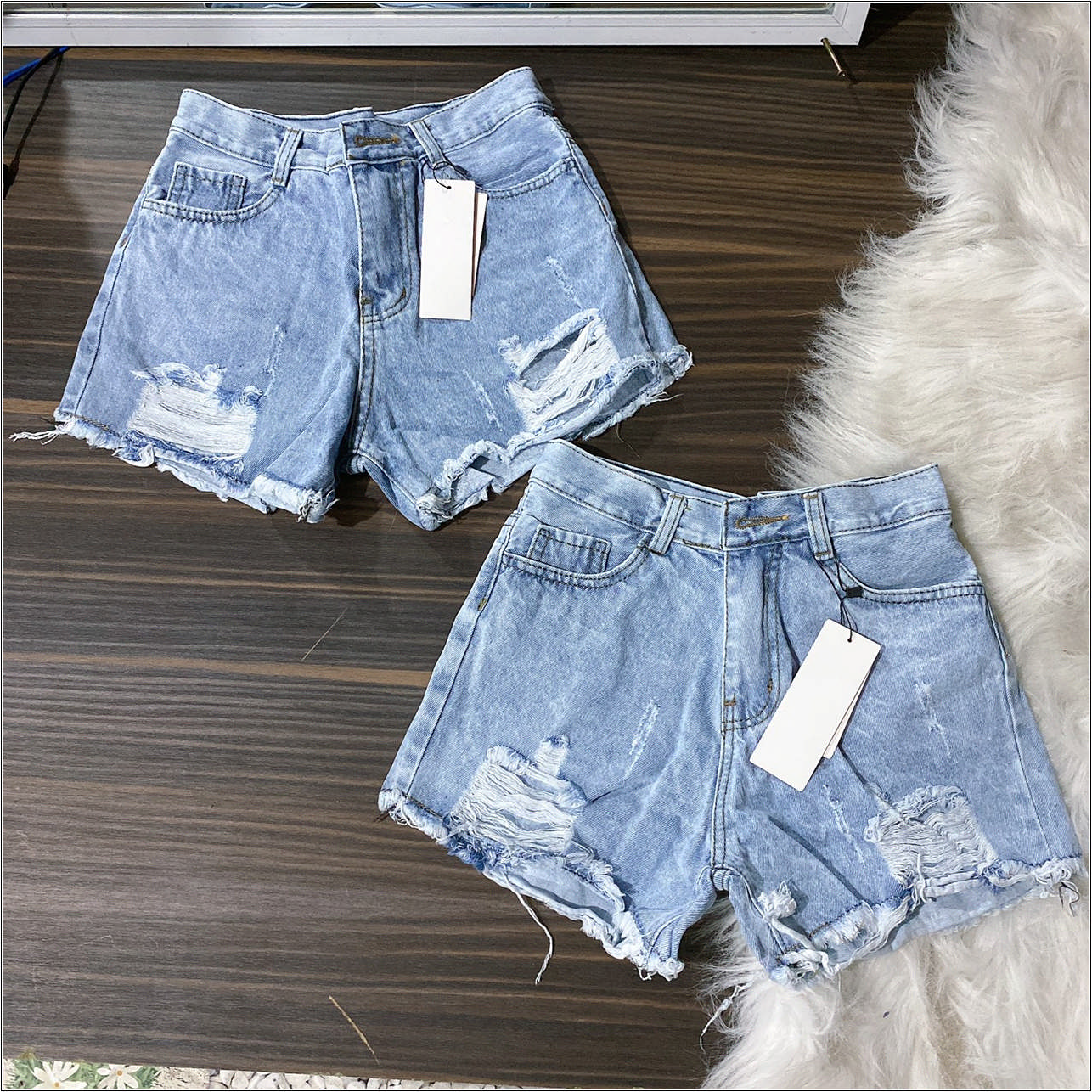 Quần short jean nữ rách hai bên r cào tưa -#1