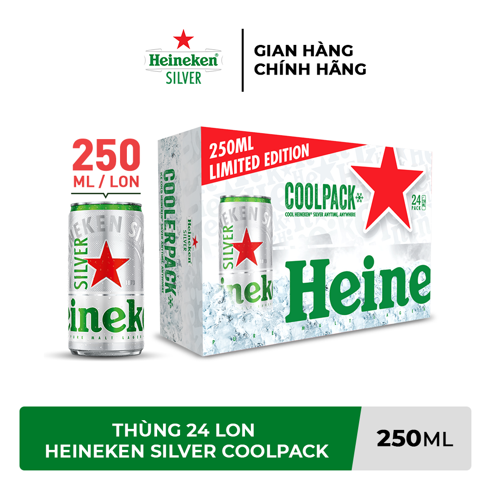 [Heineken] Thùng 24 Lon Bia Heineken Silver Coolpack - 250ml/lon