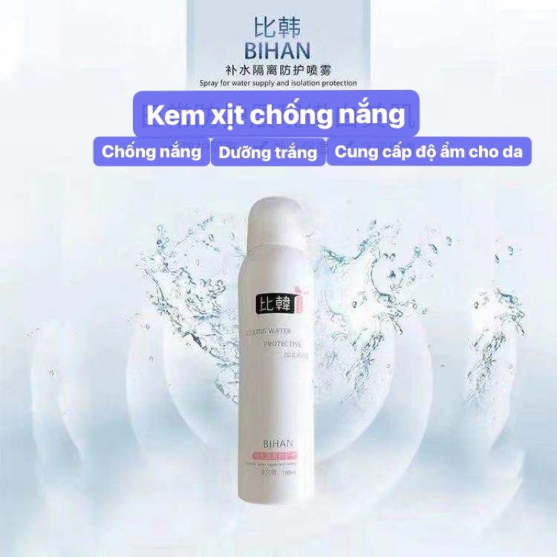 XỊT CHỐNG NẮNG DẠNG NƯỚC DƯỠNG TRẮNG BIHAN SPF50 180ML