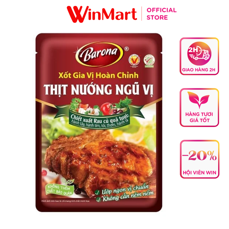 [Siêu thị WinMart] - Xốt gia vị - Thịt nướng ngũ vị Barona gói 80g