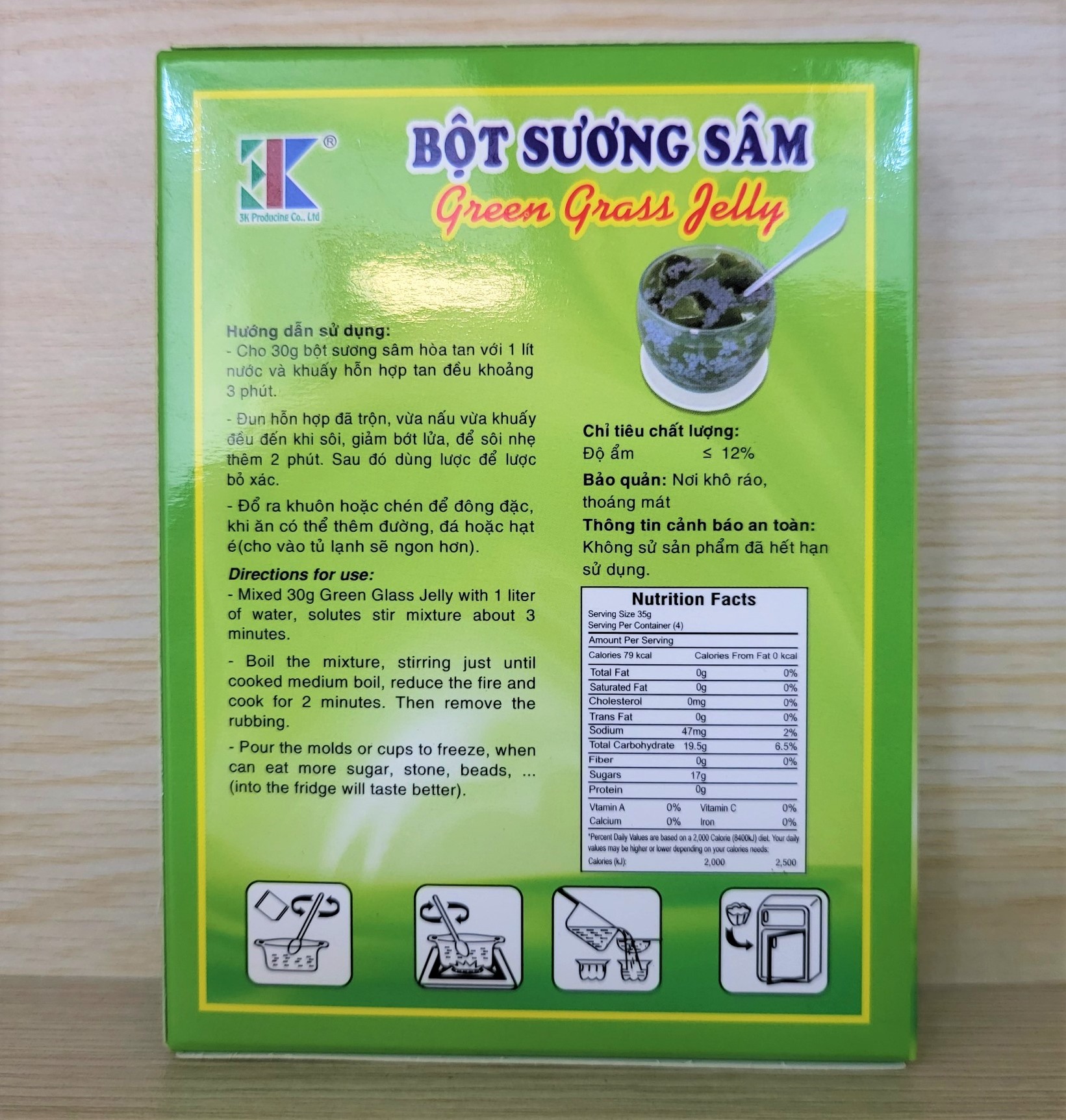 RC3K (hộp 30g) BỘT SƯƠNG SÂM Green Grass Jelly