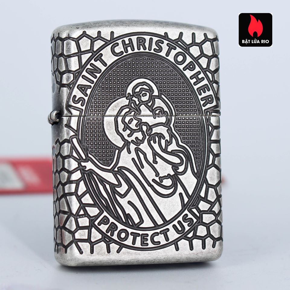Bật lửa Zippo 49160 – Zippo Armor® St. Christopher Medal Design Antique Silver