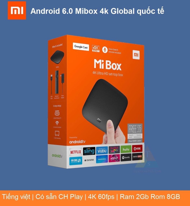 Bảng giá [BẢN Q TẾ] Xiaomi Mi Box 4K Global, đầu Android TV Box, tivi box, mibox, tv box xiaomi, Xiaomi mibox , Hỗ trợ tìm kiếm bằng giọng nói, có kèm điều khiển Kết nối Wifi, Bluetooth 4.2 | CÔNG NGHỆ SỐ GNTEK