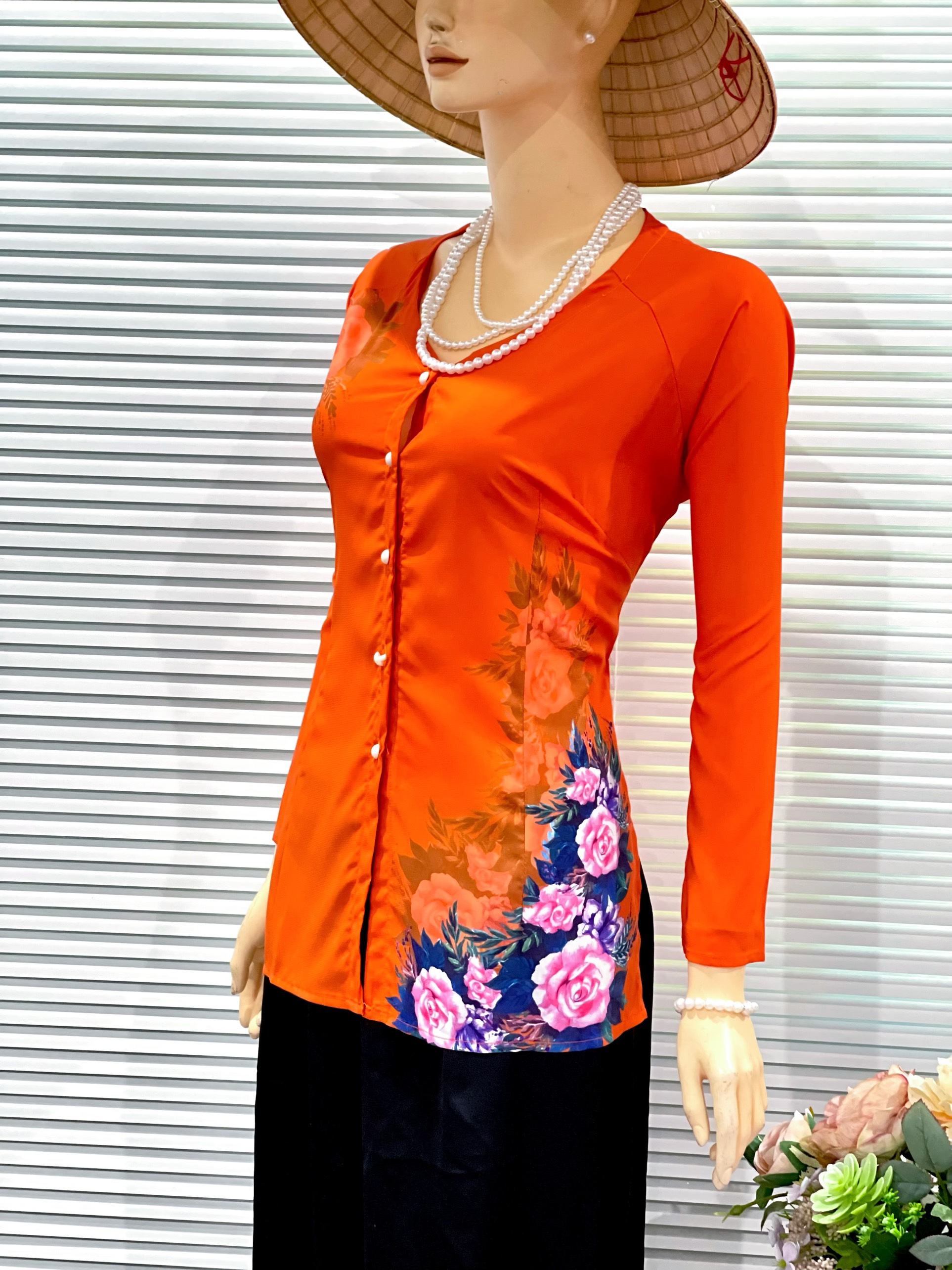 ÁO BÀ BA VẢI LỤA TÂY THI HOA