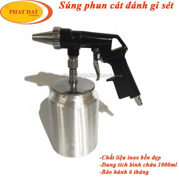 Sung Phun Cát Đánh Gỉ Sét Cầm Tay Có Bình Chứa 1000ml-Sung Phun Cát