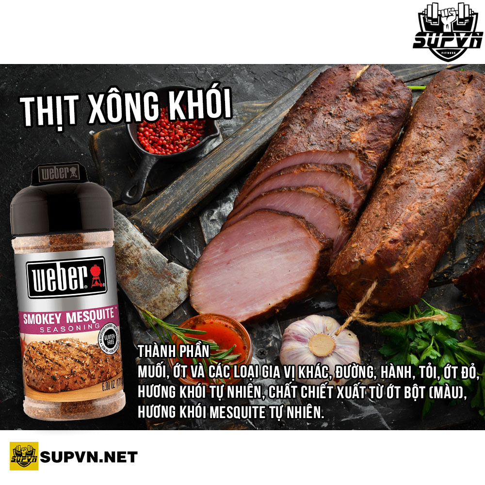[ THỊT XÔNG KHÓI SMOKEY MESQUITE ] Gia vị ăn kiêng Weber, Gia vị ướp thịt bò gà 171g